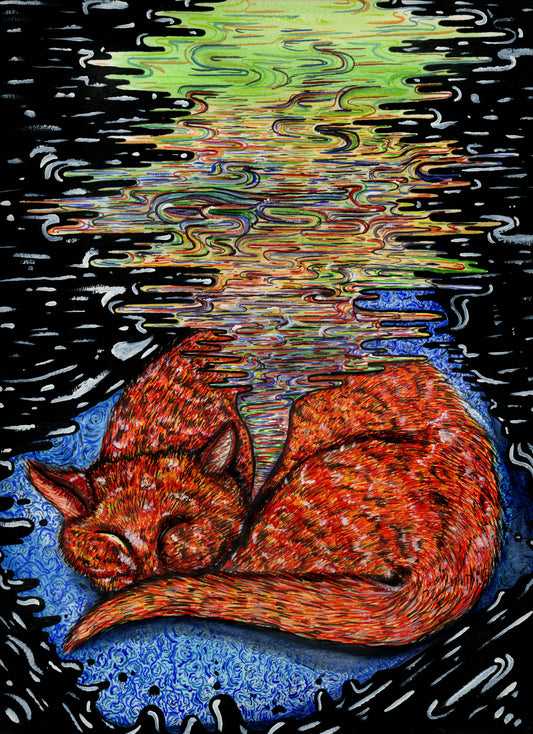 'Sleepy Cat' art print