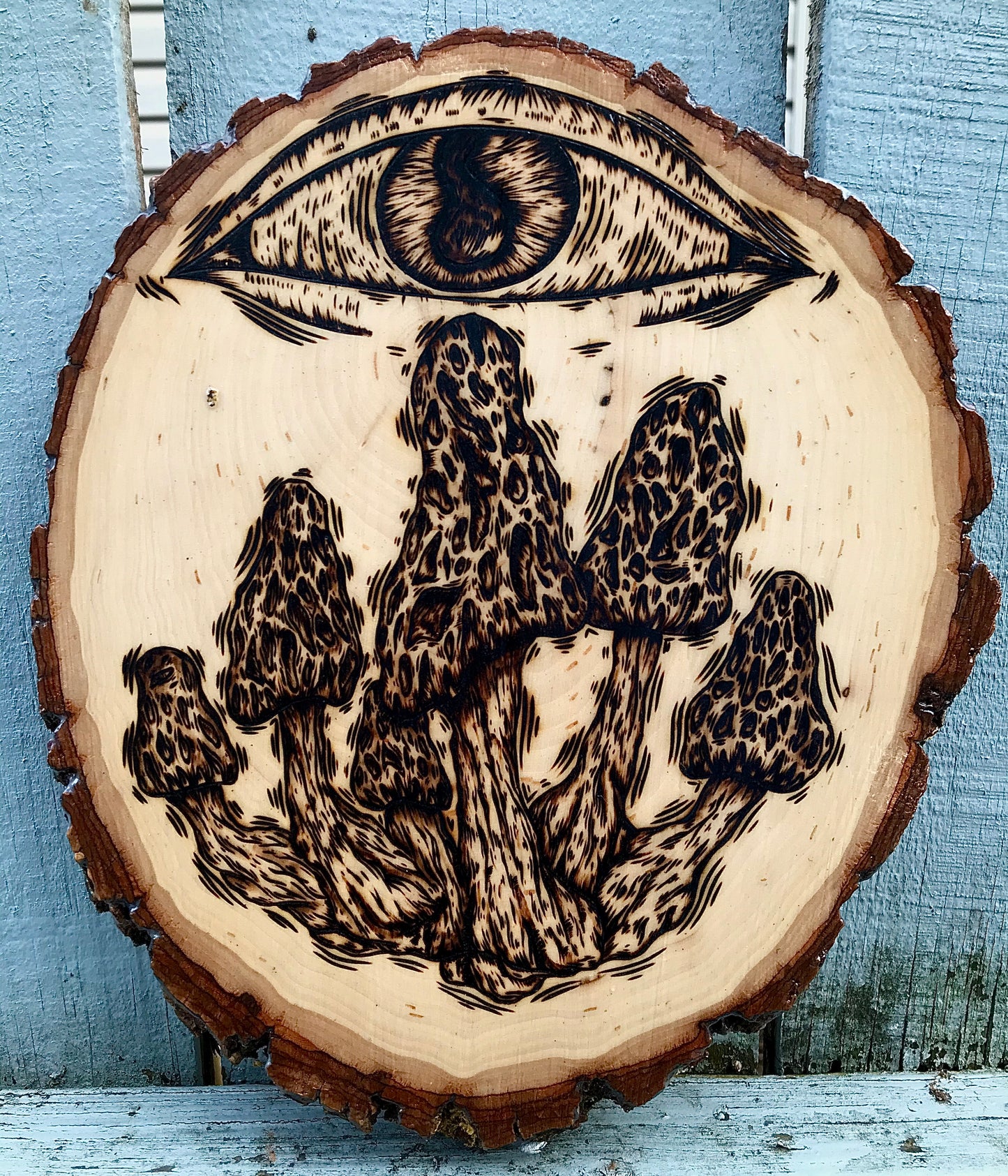 'Morel Cluster No. 1' Woodburning